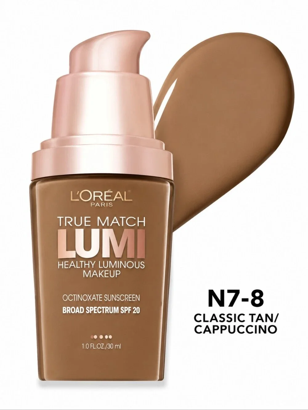 L'Oreal True Match Lumi Healthy Luminous Makeup, N7-8 Classic Tan/Cappuccino